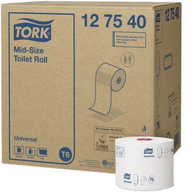 Tork Universal Autoshift T6 Mid-Size Toilet Rolls 1 Ply - Case of 27