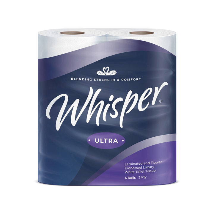 Toilet Rolls - Whisper Ultra - Luxury - 3 Ply - White - Case of 40