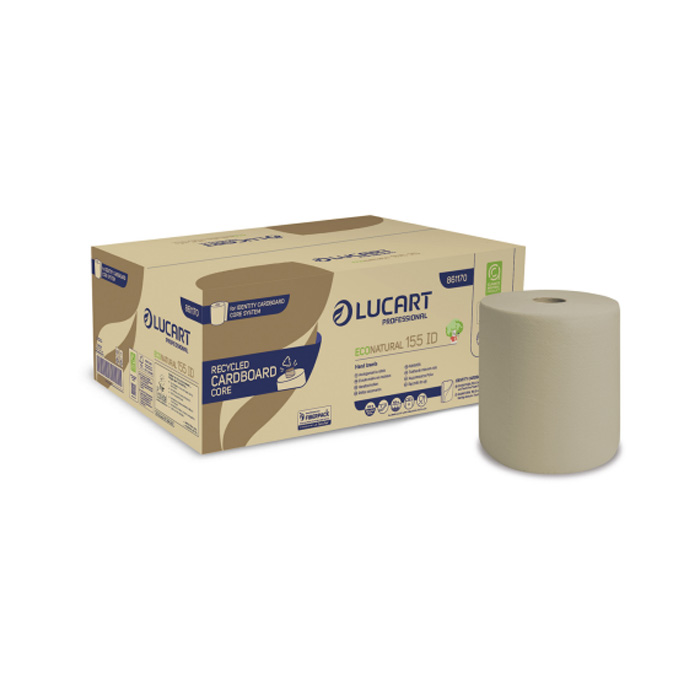 P-Lucart Eco Natural 155 ID Roll Towel (Cardboard Core) - Case of 6