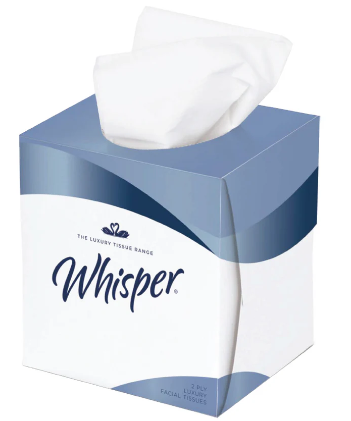 Whisper Facial Tissues 2 Ply - White