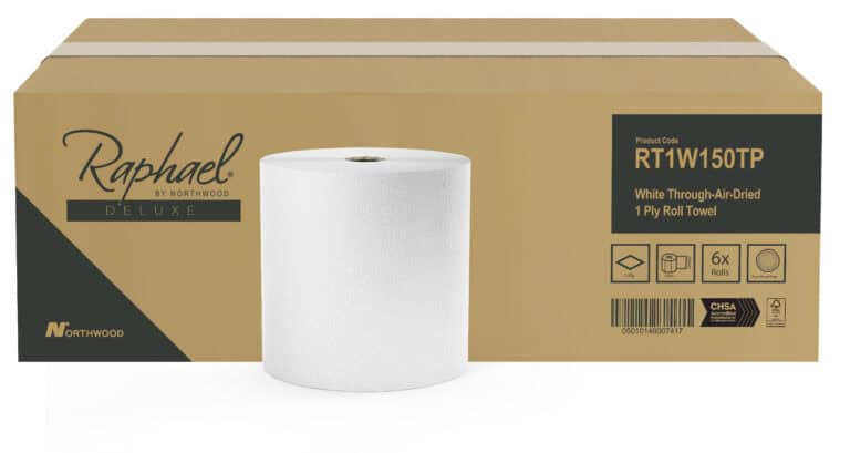 Hand Towel Roll - Raphael - Deluxe Embossed  - 2 Ply - 150m - White - Case of 6