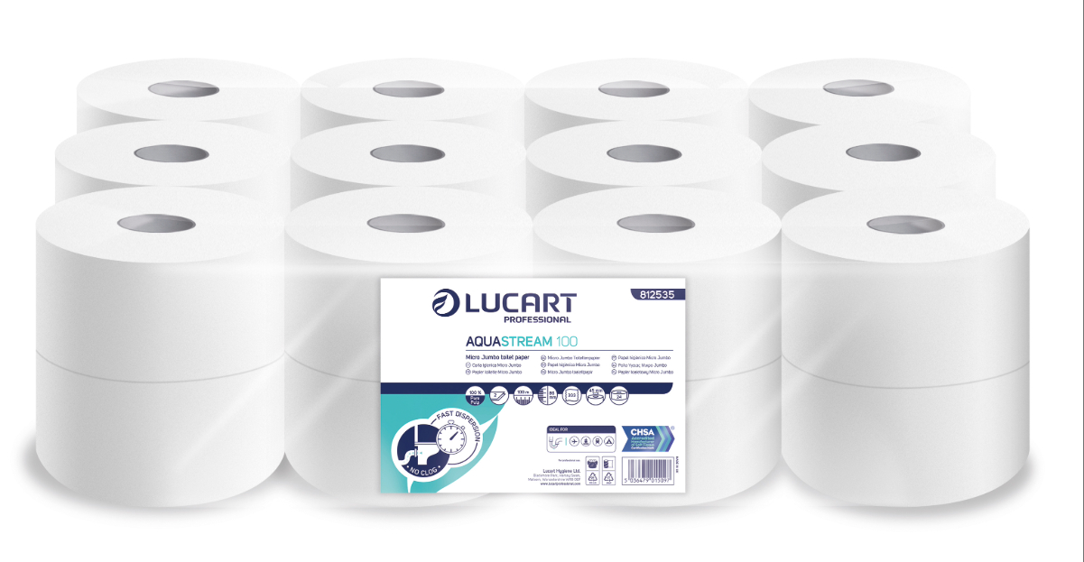 Lucart L-One Mini 180 Centrefeed Toilet Roll Pure Pulp - White - Case of 12