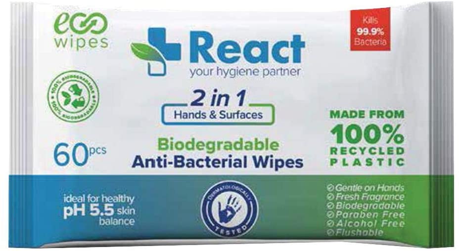 Biodegradeable Antibac Hand and Surface Wipes - Pack of 60