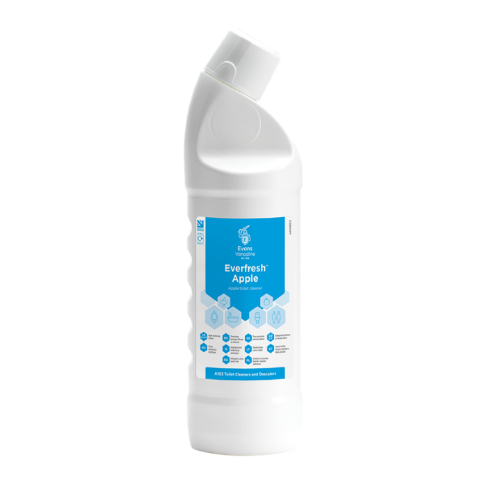 Evans Everfresh Toilet and Washroom Cleaner RTU -  6 x 1L - Apple