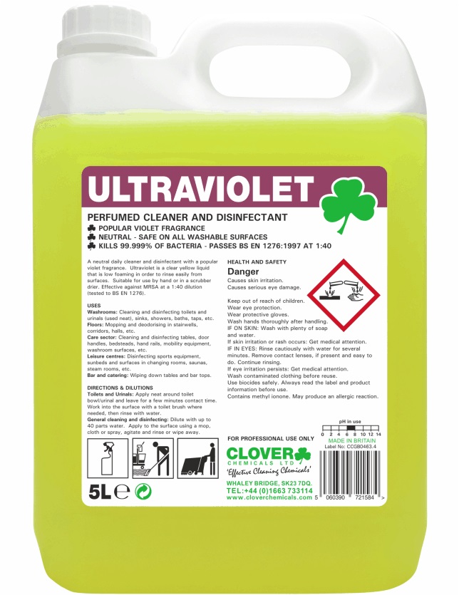 Clover Ultraviolet Perfumed Cleaner and Disinfectant - 2x5L