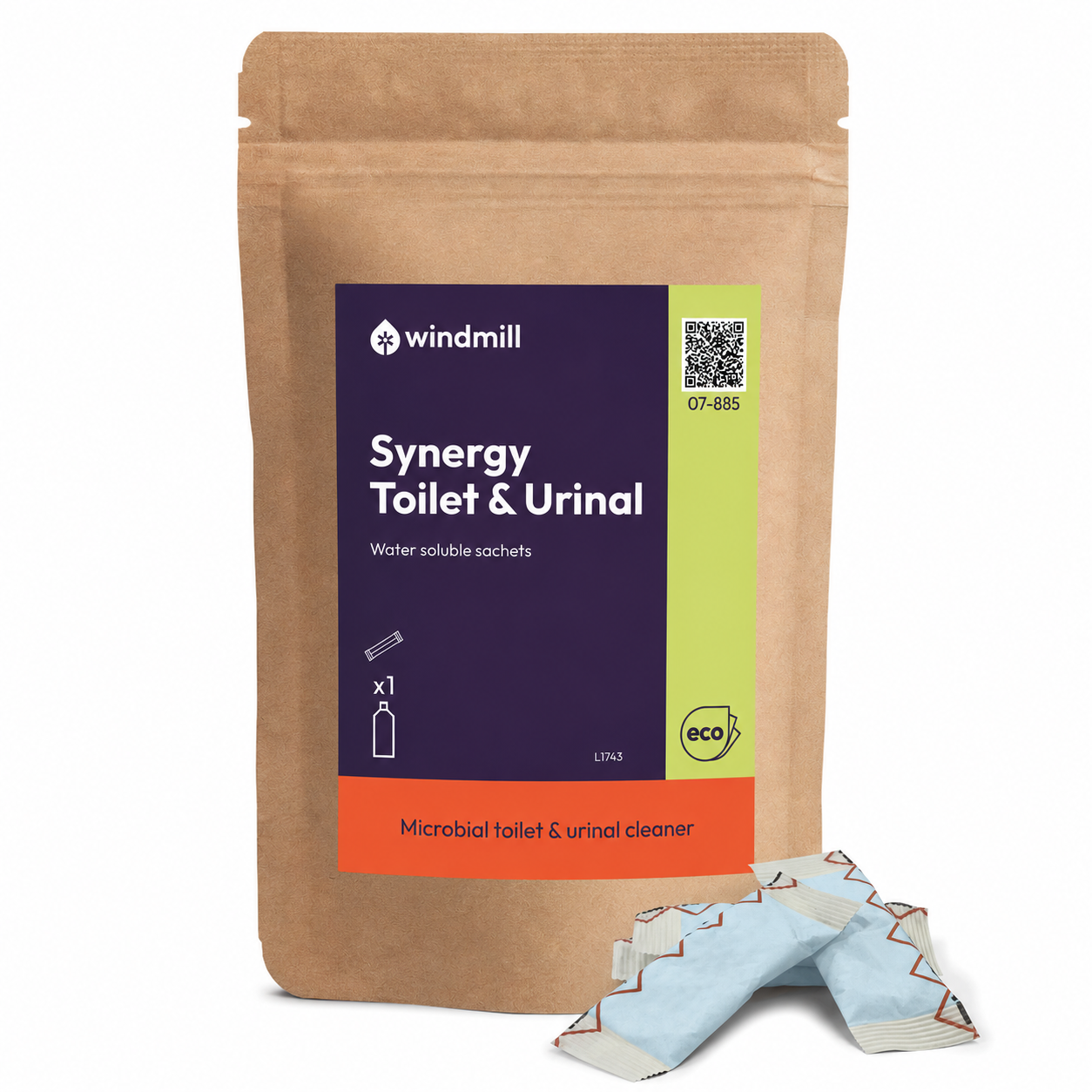 Windmill Synergy Toilet and Urinal Cleaner - Biological Toilet and Urinal Cleaner Water Soluble Sachets