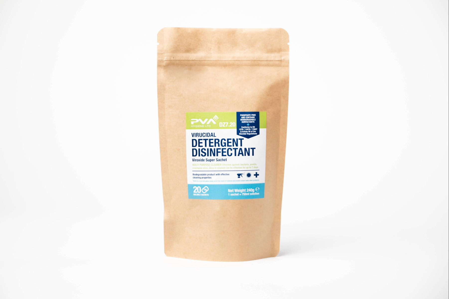 PVA Hygiene Virucidal Detergent Disinfectant Soluble Sachets - Surface Disinfectant Concentrate