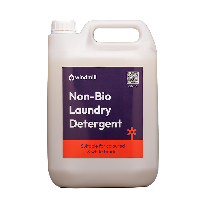 Non-Bio Laundry Detergent - Suitable for Coloured and White Fabrics - Windmill - 5L