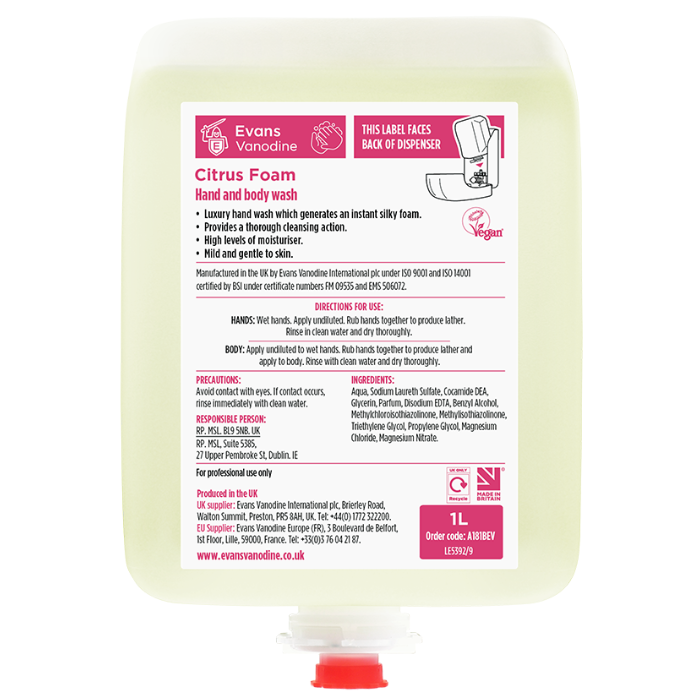 Evans Evolve Citrus Foam - Hand Wash Cartridge
