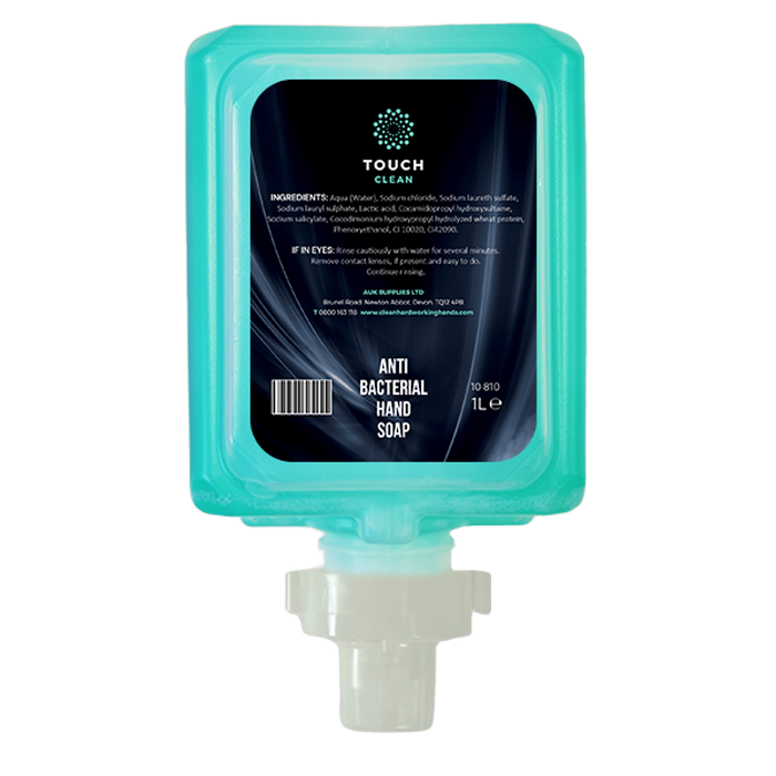 Touch Clean Antibacterial Blue Hand Soap Cartridge - 1L