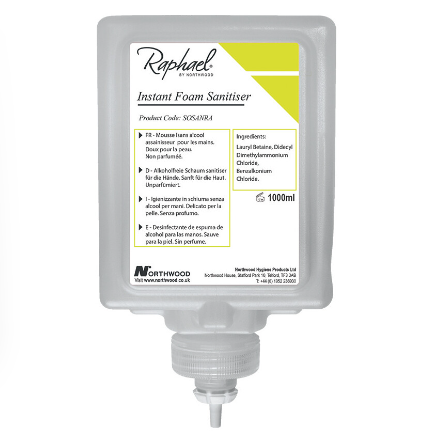Raphael Alcohol Free Hand Sanitiser - Case of 6x1L Cartridges