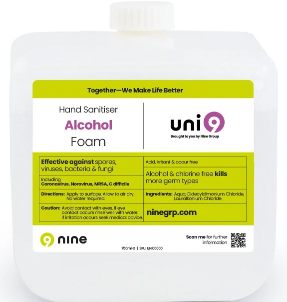 Uni9 Antimicrobial Foaming Hand Wash Refill Pouch - 6 x 750ml