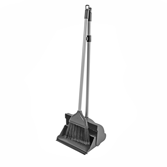 Long Handled Dustpan and Brush Set - Black