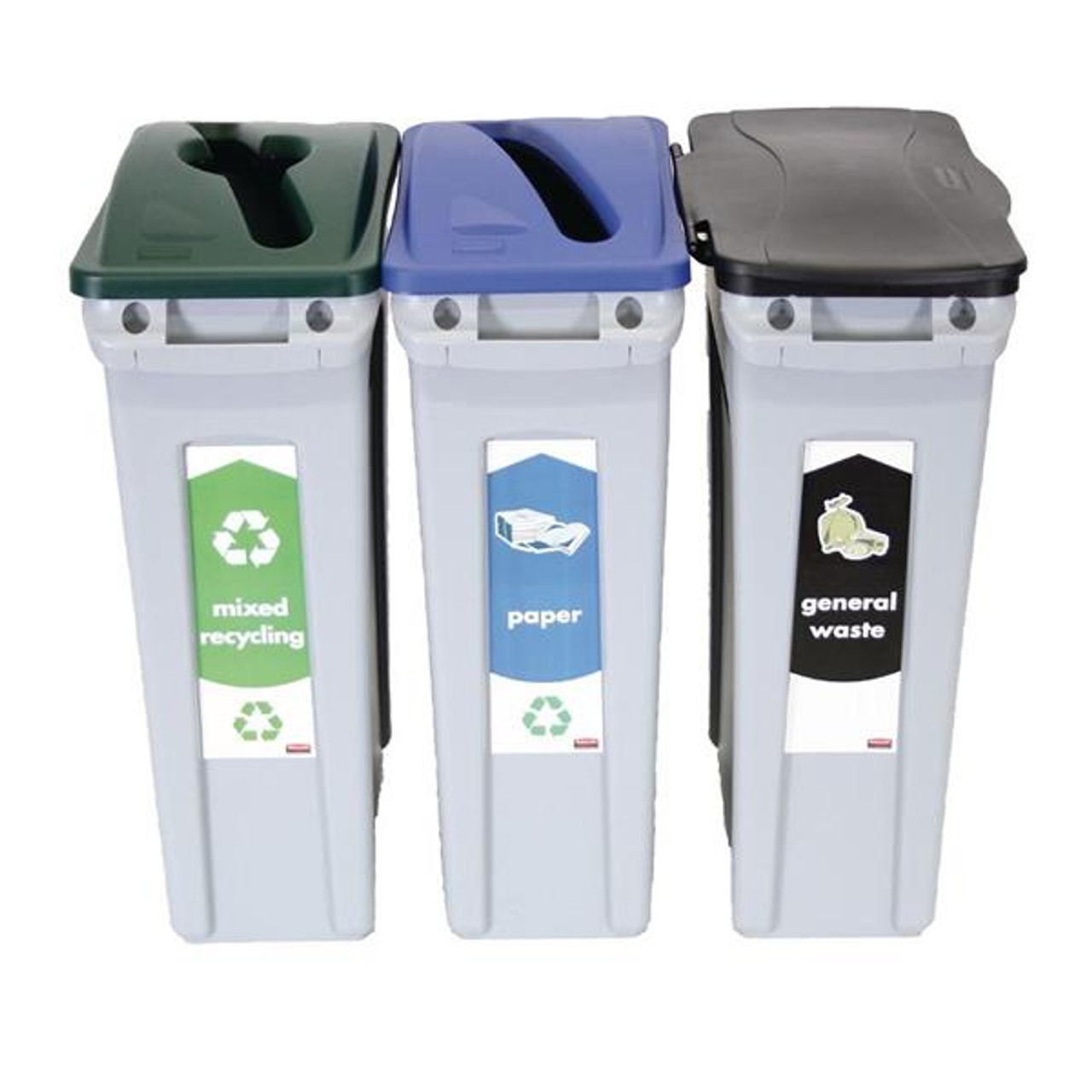 Rubbermaid 3 Stream Slim Jim Recycling Starter Pack - Includes 3 Recycling Bins