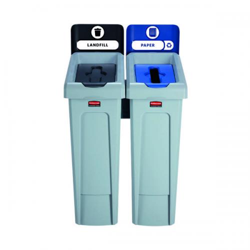 Rubbermaid Slim Jim 2 Stream Recycling Station - Includes 2 Recycling Bins