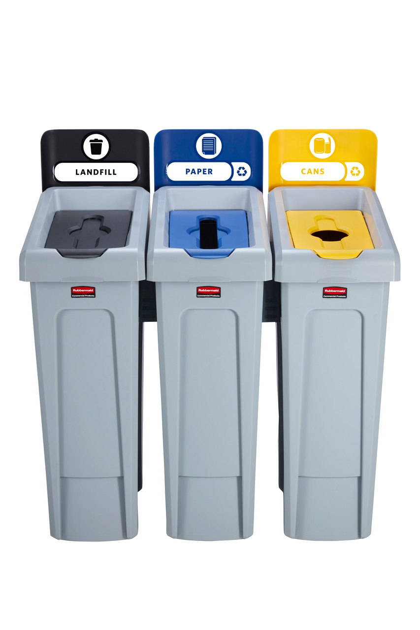 Rubbermaid Slim Jim 3 Stream Recycling Station - Includes 3 Recycling Bins