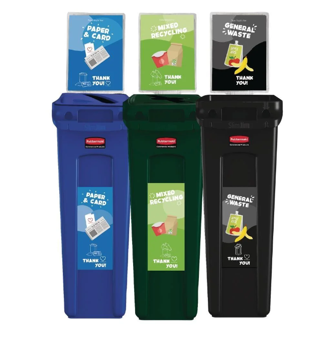 Slim Jim 3 Bin Recycling Station for Schools