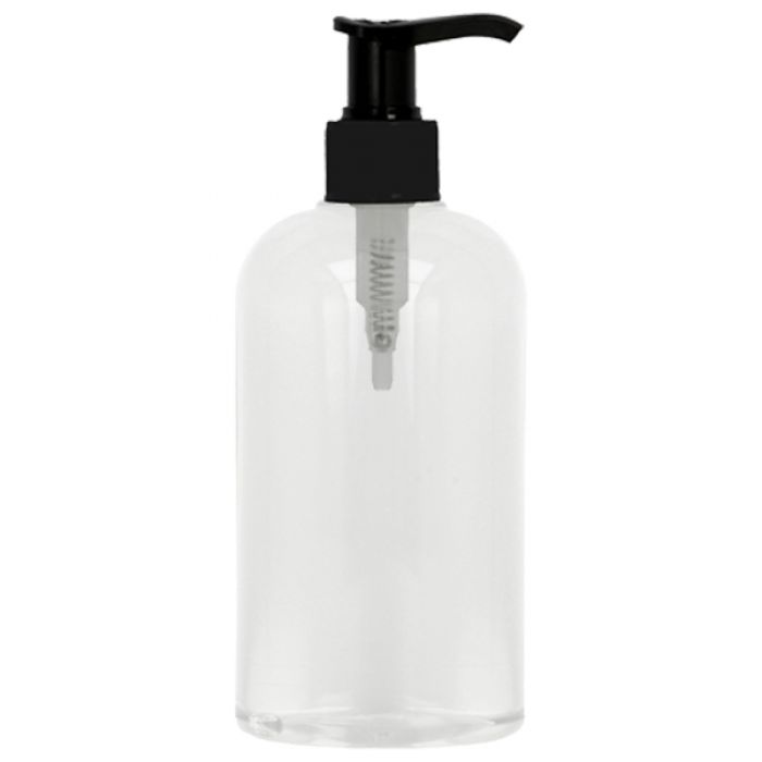 Clear Bottle with Pump Top & Alcohol Hand Sanitiser Label - 300ml