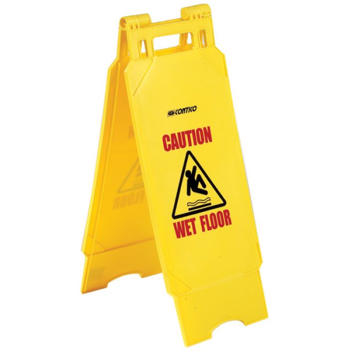 Folding Safety Sign - Wet Floor/Cleaning in Progress - Each - Yellow