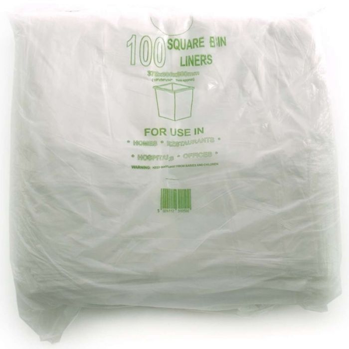 Square Bin Liners - Heavy Duty - Box of 1000/30L - Clear *NEW CASE QTY*