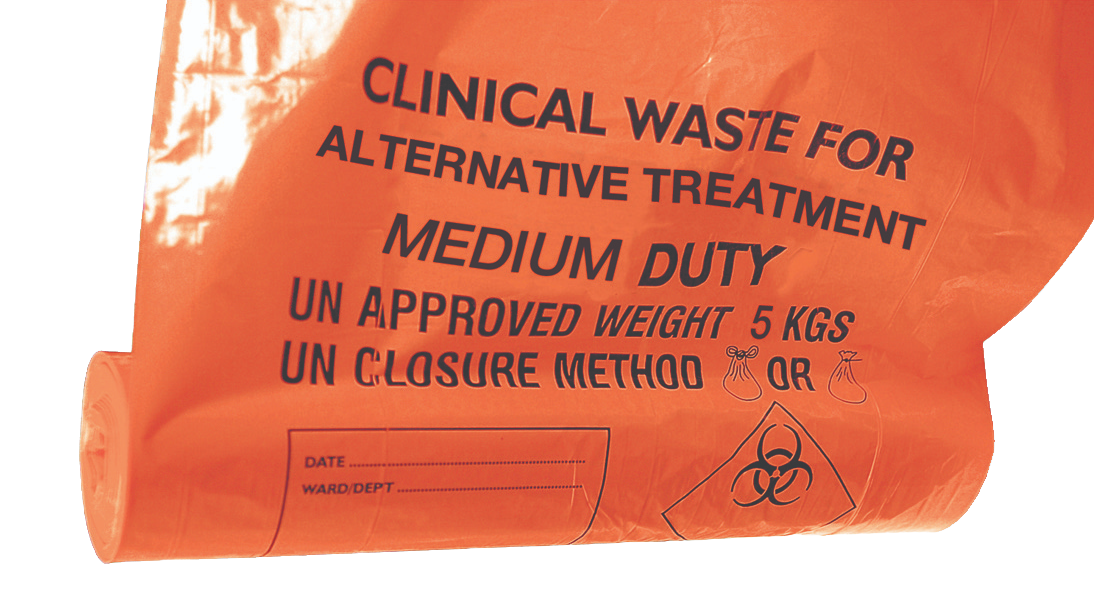 Medium Duty 5Kg Clinical Waste Sacks - Orange - Case of 500/20L