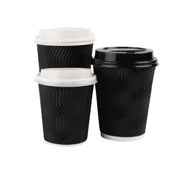 Ripple Wall Coffee Cups - 12oz - Case of 500 - Black