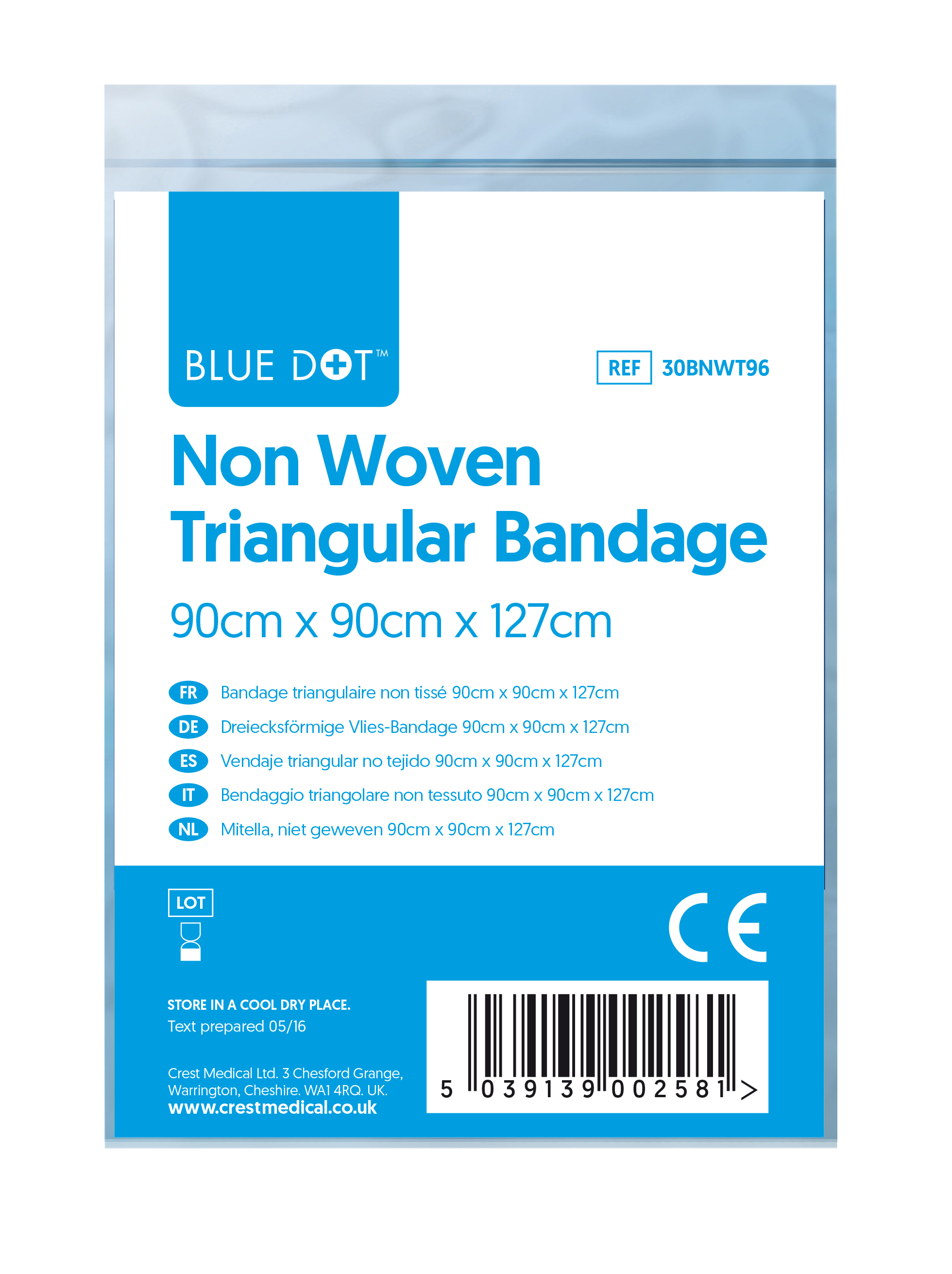 Non Woven Triangular Bandage - 90 x90 x 127cm