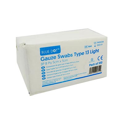 Blue Dot Sterile Gauze Swabs - Available in 3 Sizes - Pack of 5