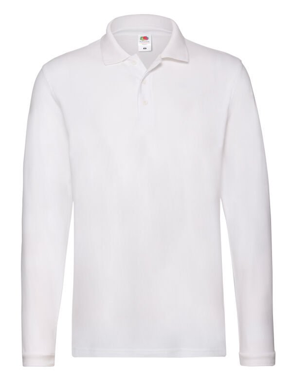 Men's Premium Long Sleeve Polo Shirt - White - XX Large