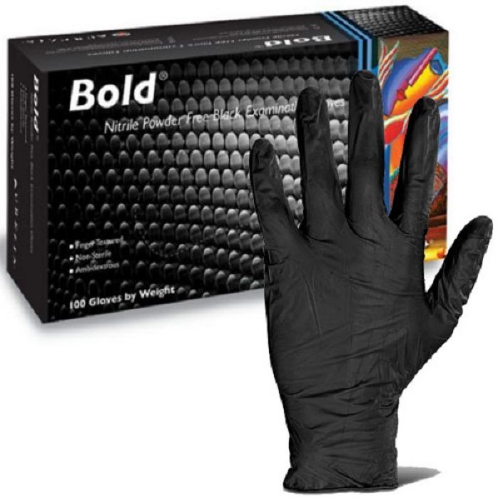 Aurelia Nitrile Powder Free Disposable Examination Gloves - Bold Black - Box of 100