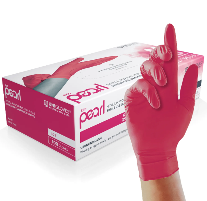 Nitrile Powder Free Disposable Gloves - Box of 10 x 100 - Red