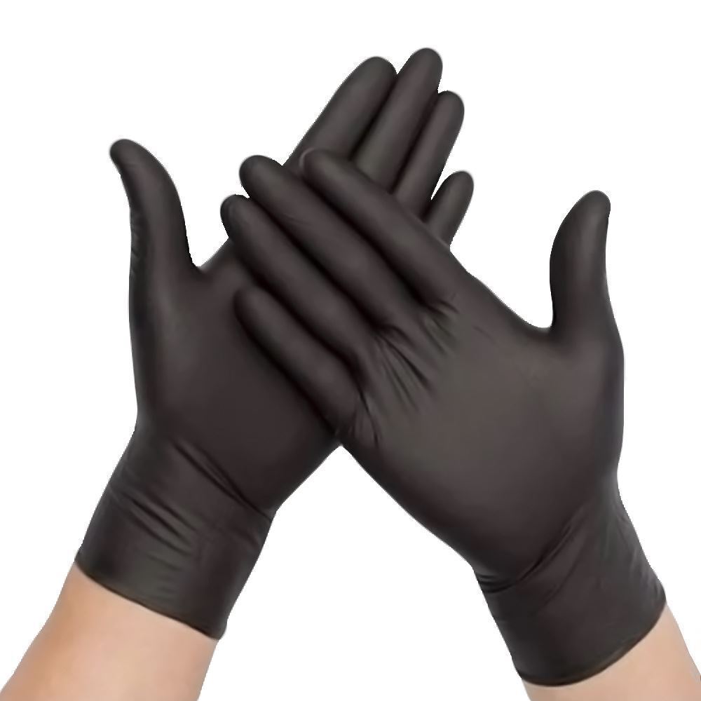 Heavy Duty Nitrile Disposable Gloves - Black - Box of 100