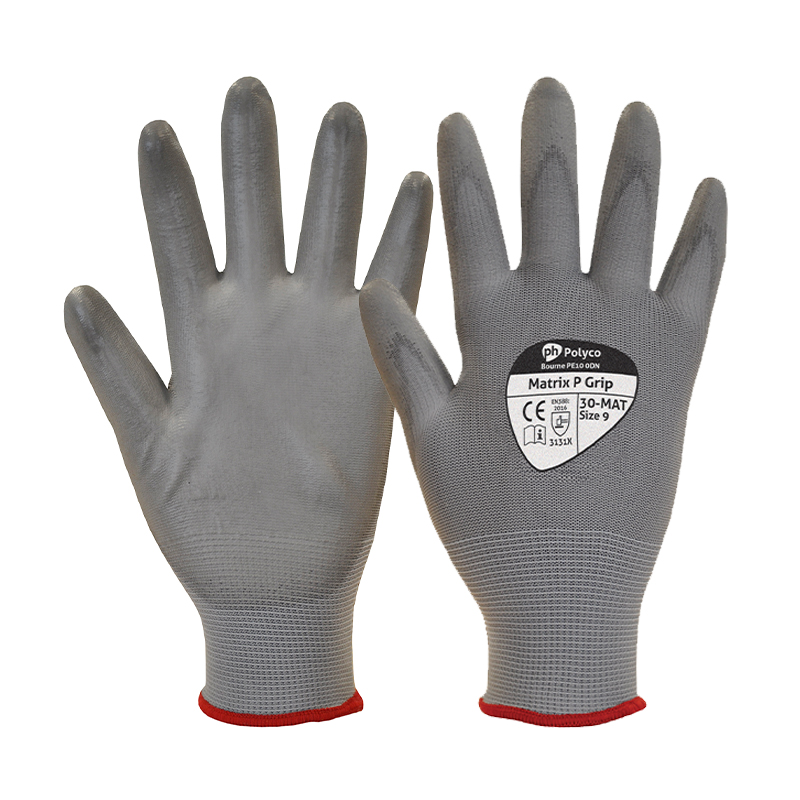 P Grip PU Coated Palm Lightweight Glove - Grey