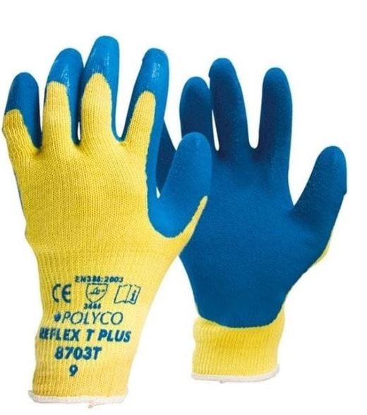 Reflex T Plus Handling Glove Para-aramid Liner with Latex Palm Coating - Blue/Yellow