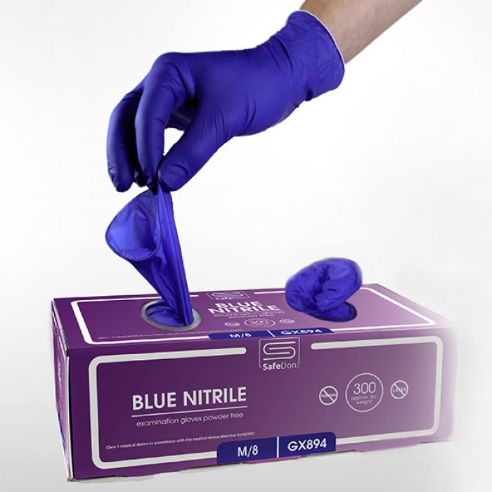 Shield Nitrile Powder Free Disposable Gloves - Blue - Box of 100