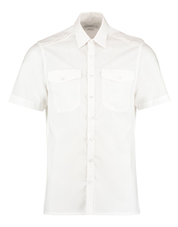 Kustom Kit Men's Short Sleeved Pilot Shirt - White