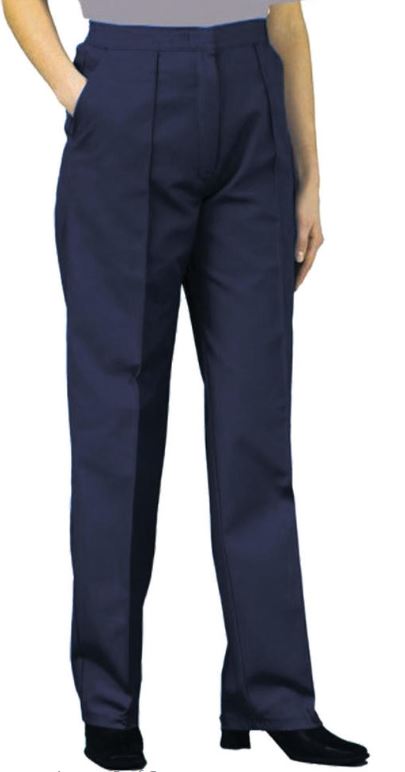 Ladies Polycotton Work Trouser with Sewn-In Crease - Navy