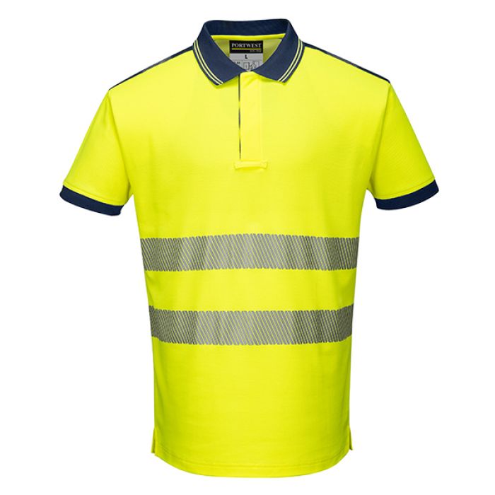 PW3 Hi-Vis Polo Shirt - Yellow/Navy