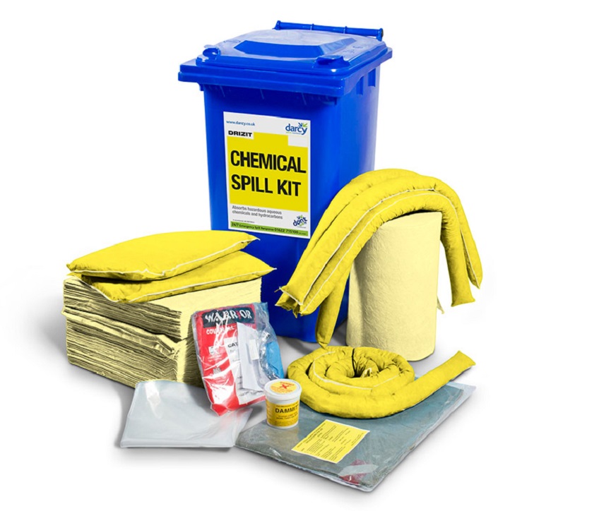Chemical Spill Kit in Wheelie Bin - 240L