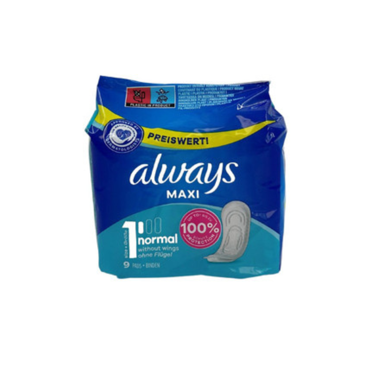 Always Ultra Day Sanitary Pads Normal Size 1 - Pack of 16 x 9 Pads (108 Pads)