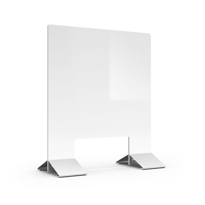 Desktop Safety Screen with Metal Feet - 600x700mm - inc Letterbox Cut Out 300x150mm