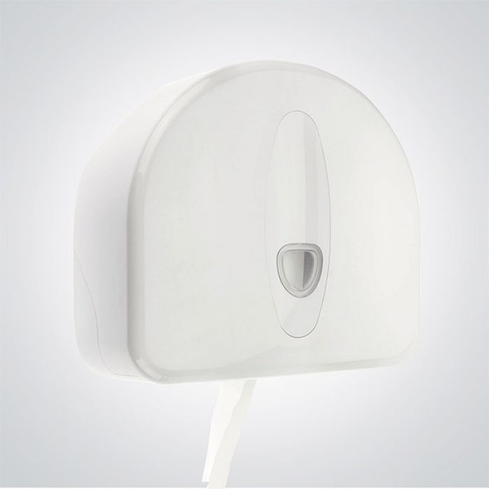 Mini Jumbo Toilet Roll Dispenser with Stub Roll Holder - Plastic - White