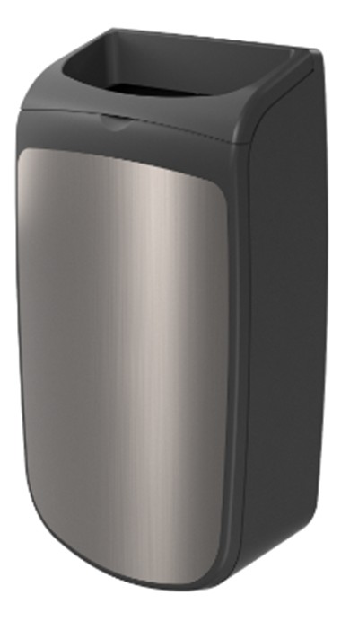 Mercury Wall Mounted Waste Bin - Black/Brush Metal Effect