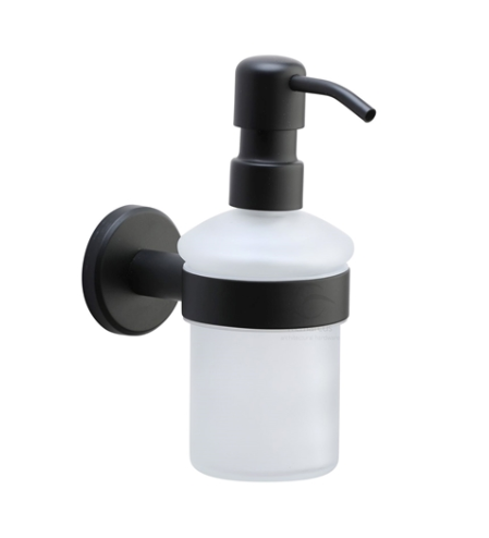 Frosted Glass Pump Top Soap c/w Black Pump