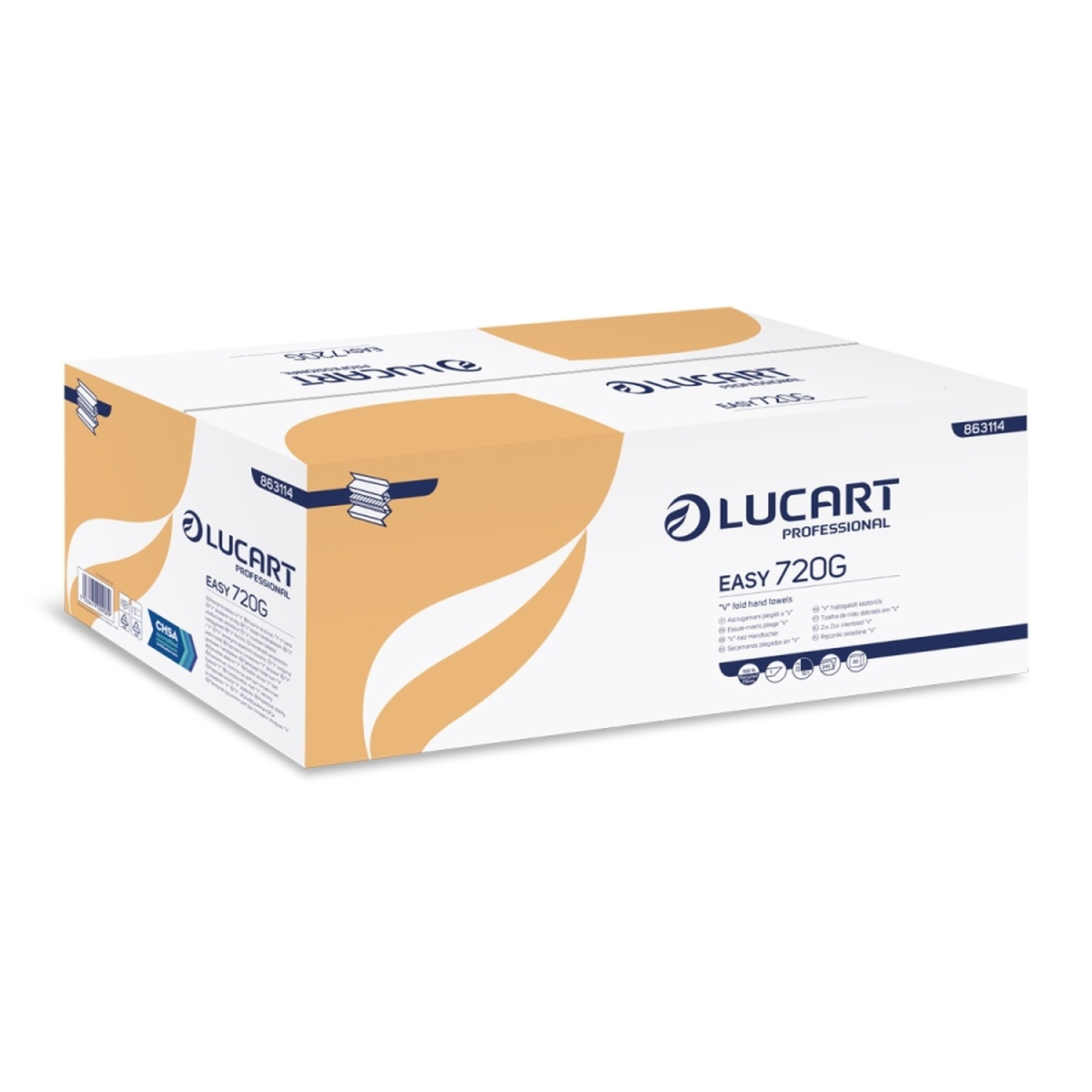 Lucart  Easy V-Fold Hand Towels - 1 Ply Half Size - White - Case of 7200