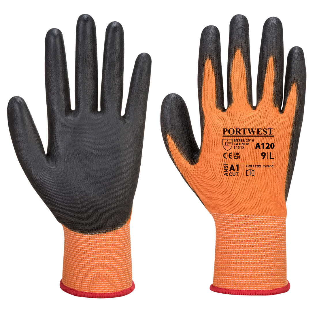 PU Palm Glove - Orange/Black