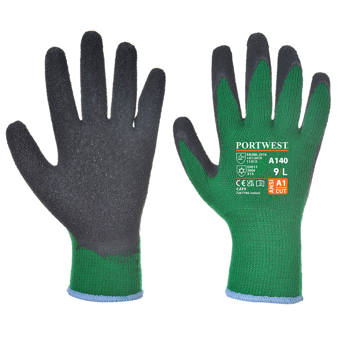 Thermal Grip Glove - Latex - Green/Black