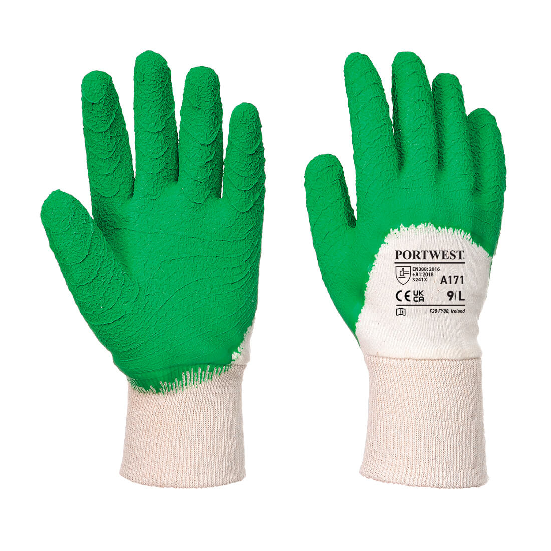 Latex Open Back Crinkle Glove - White/Green