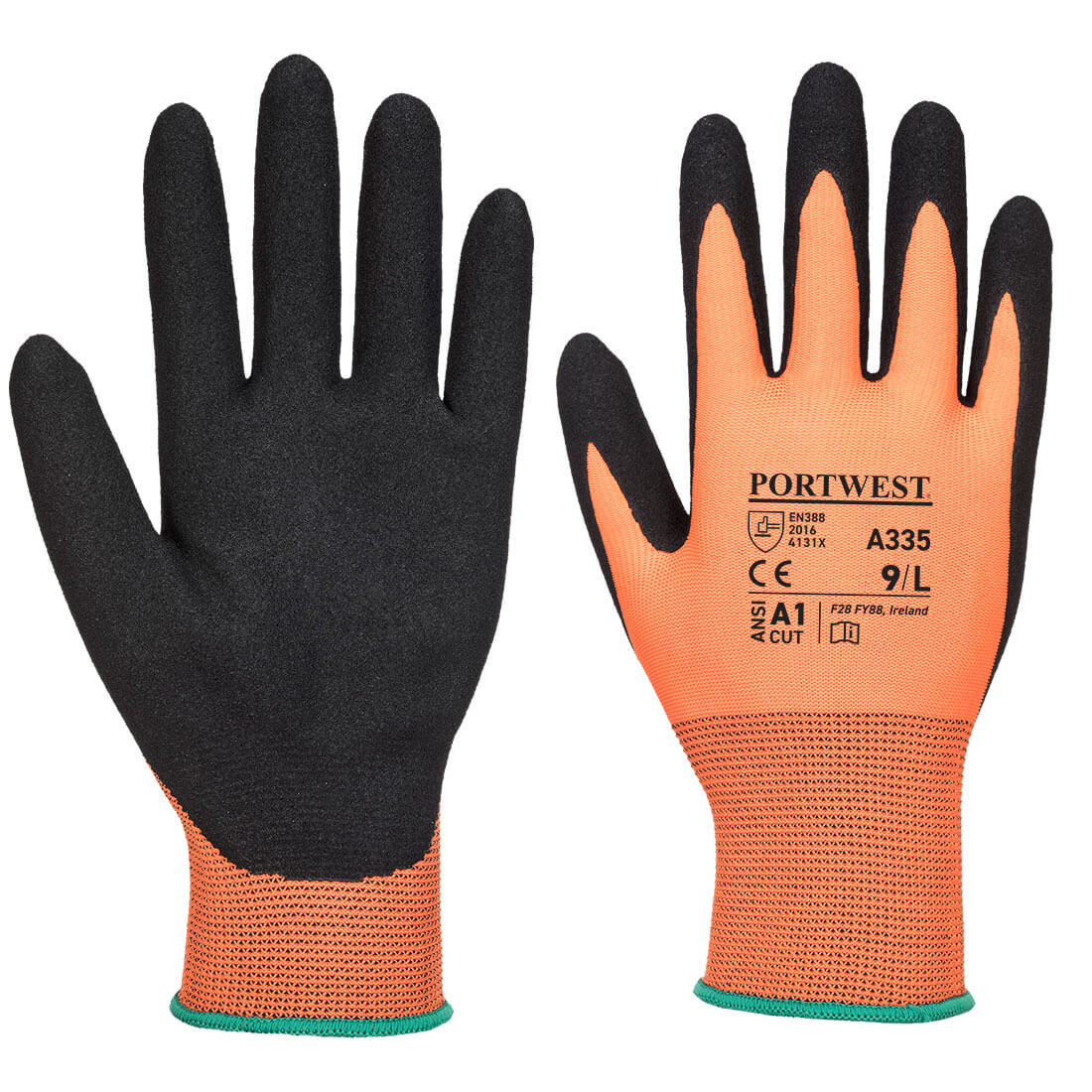 Dermi-Grip NPR15 Nitrile Sandy Glove - Orange/Black