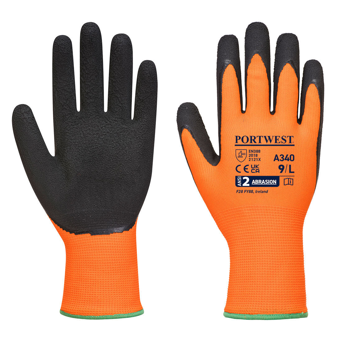 Hi-Vis Grip Glove - Latex - Orange/Black